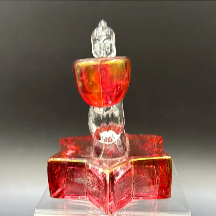 #02 Vintage L.E Smith Glass Press, Candle Holder, Angel On A Star