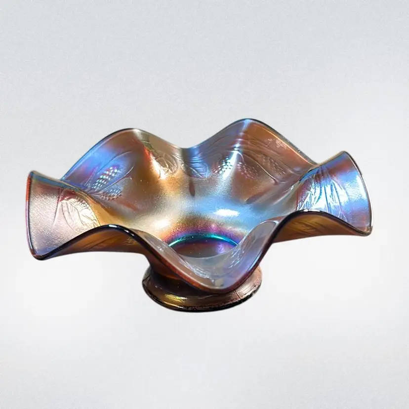 Vintage Fenton Blackberry Marigold Carnival Glass Bonbon Bowl