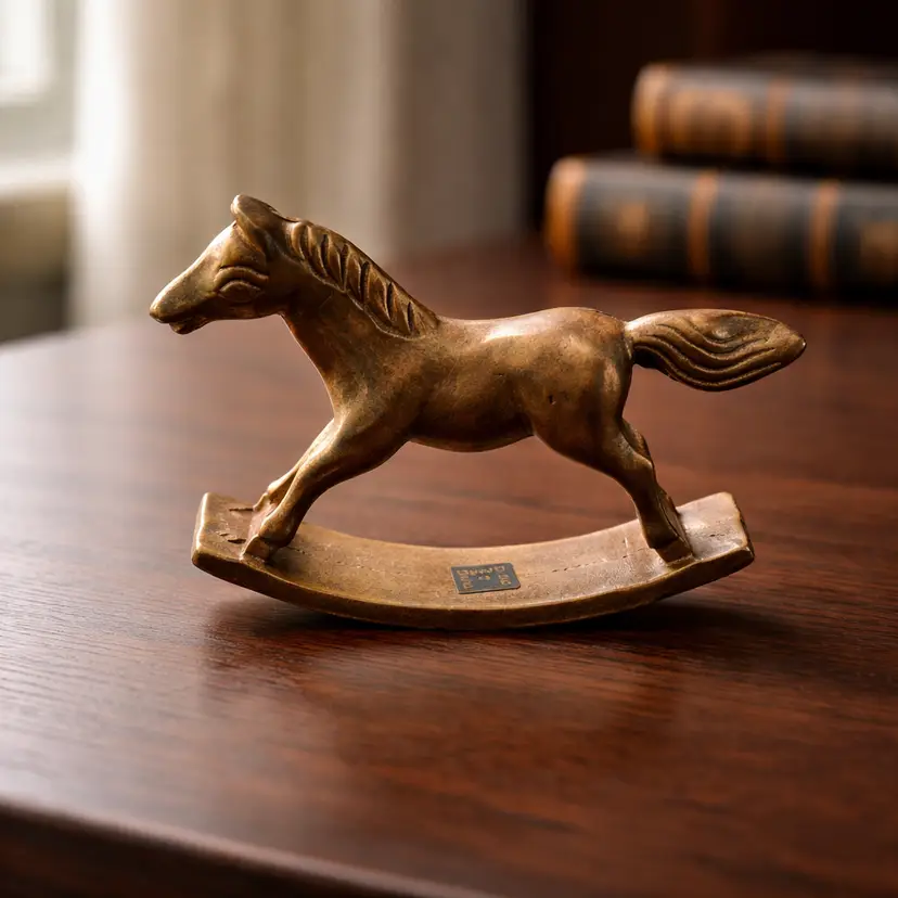 Brass Miniature Rocking Horse, 2" x 3"
