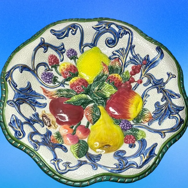 Vintage Fritz & Floyd Florentine Fruit Pedestal Centerpiece.