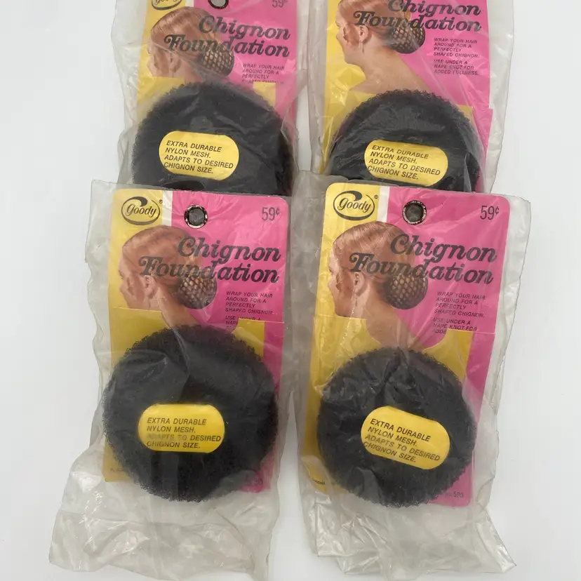 Goody Lot of 4 Chignon Foundation Brown Mesh Hair Wraps - New Old Stock