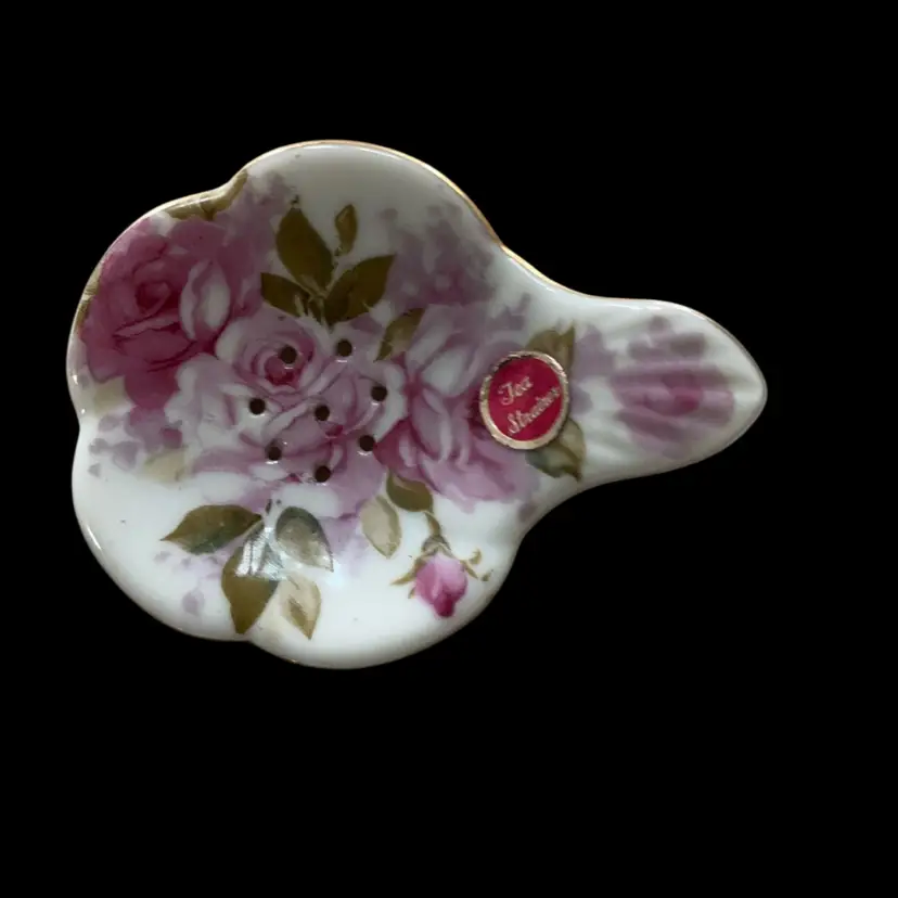 Vintage Porcelain Tea Strainer Holder 4”x 3”