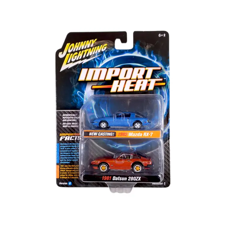 Johnny Lightning Import Heat Mazda RX-7 & Datsun 280Z Blue/Red
