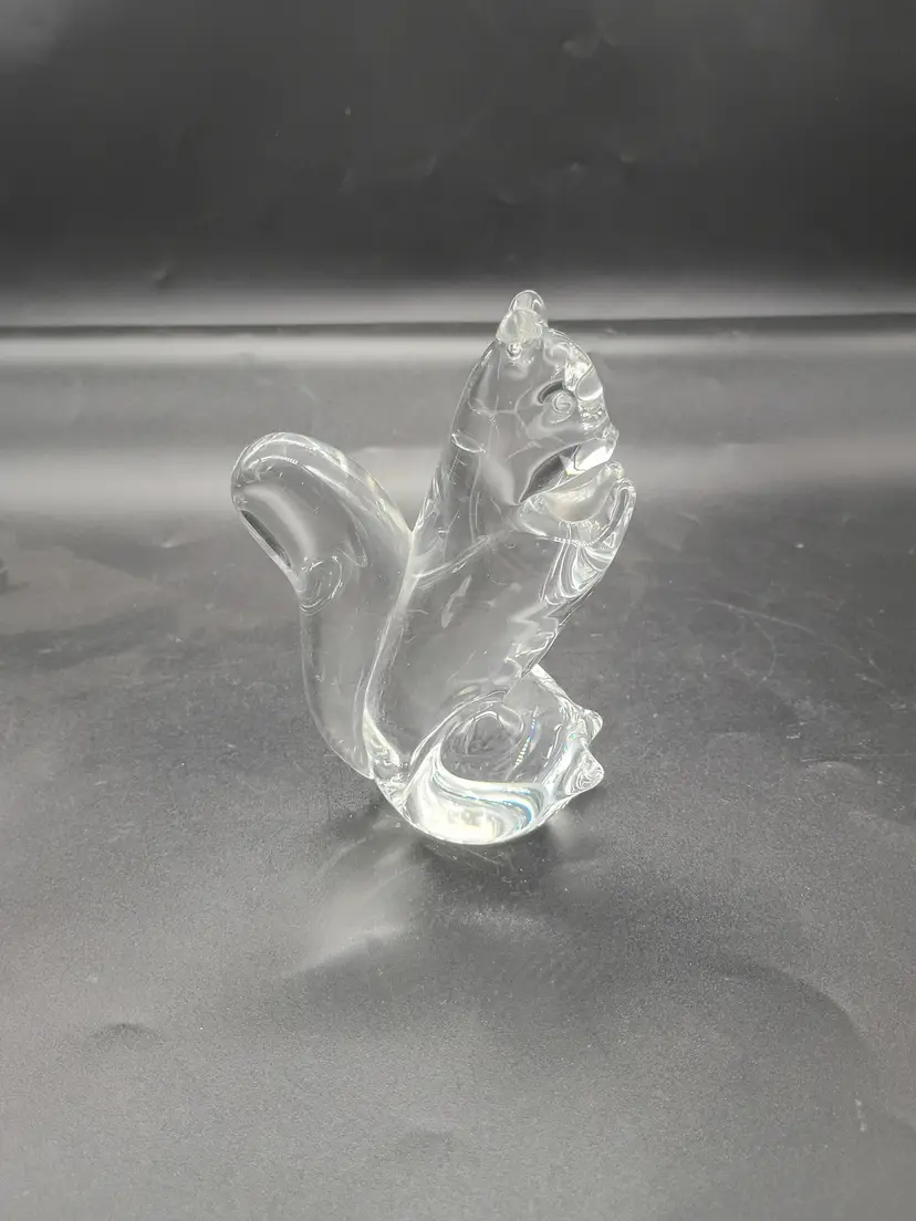 Vintage Sweden Art Glass Clear Crystal Squirrel Figurine Paperweight
