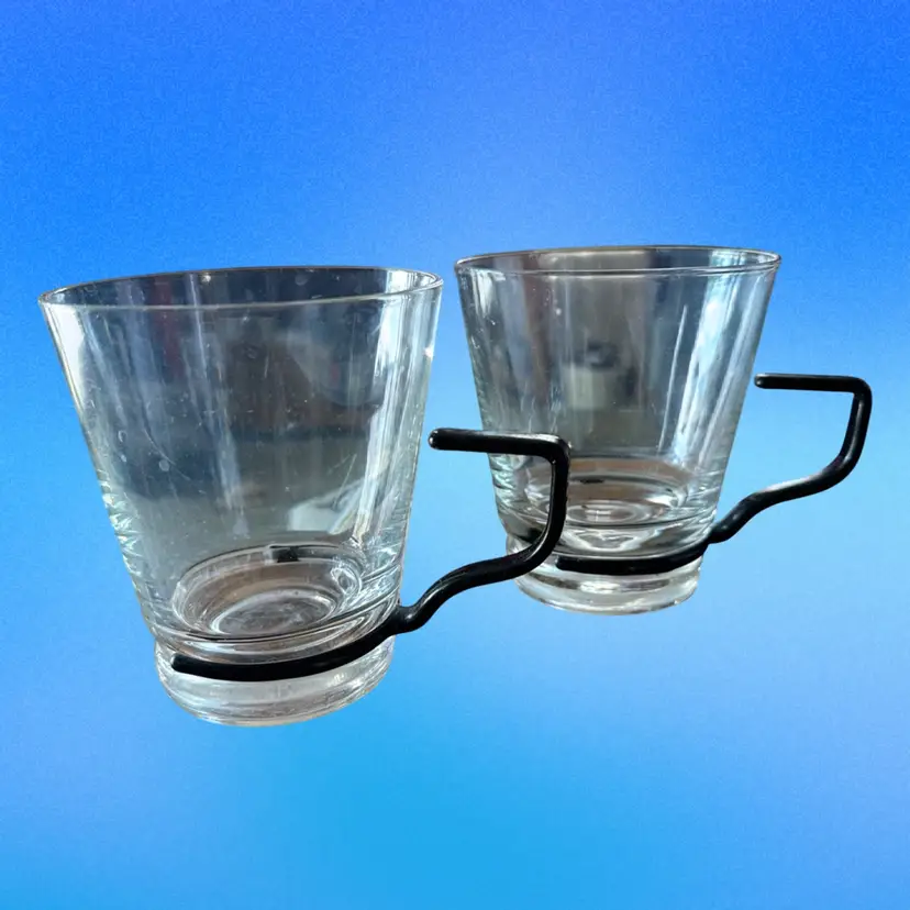 Vintage Bodum glass Coffee Mugs Scandinavian Danish Modern design Minimalist