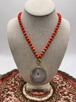 NWT Soft Surroundings Coral Bead Agate Necklace