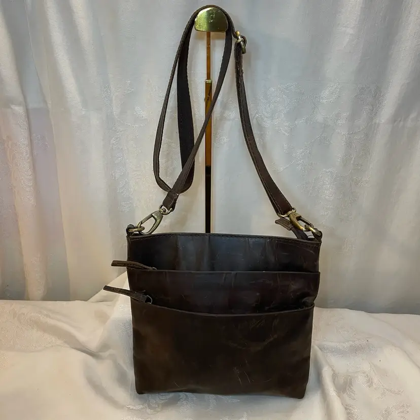 Distressed Waxed Leather Crossbody