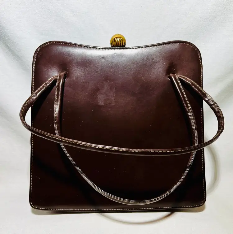 Vintage Brown Leather Dofan Of France Clutch Handbag 