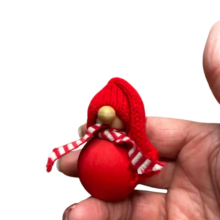 Vintage Hand Made Swedish Tomte Wooden Gnome Figure @2” Tall