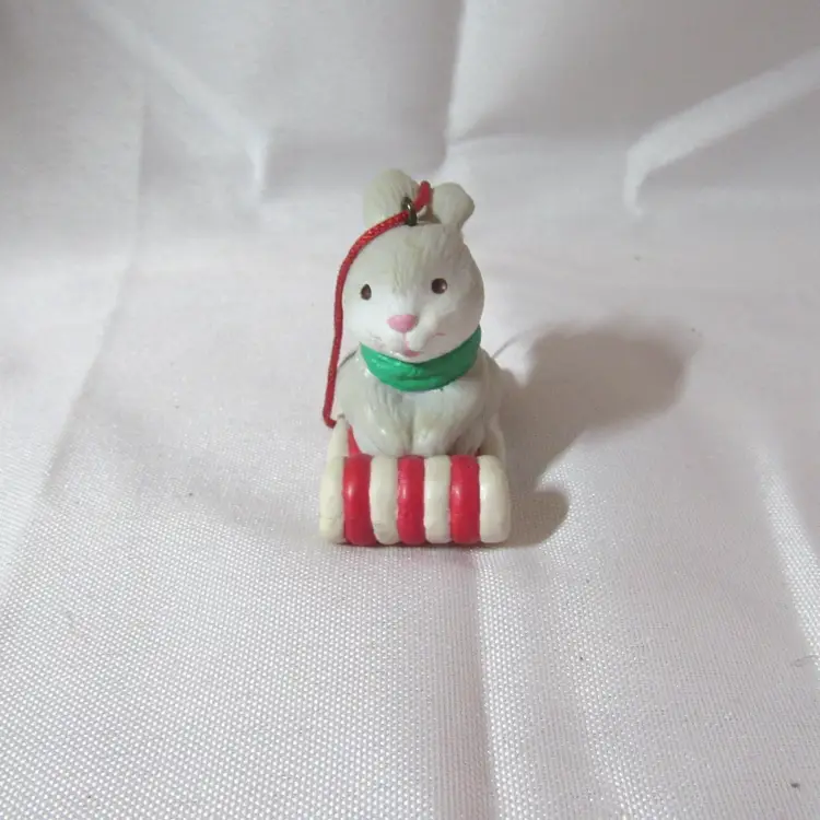 Avon Frosty Treats - Rabbit on Peppermint Candy Sled - Christmas Ornament