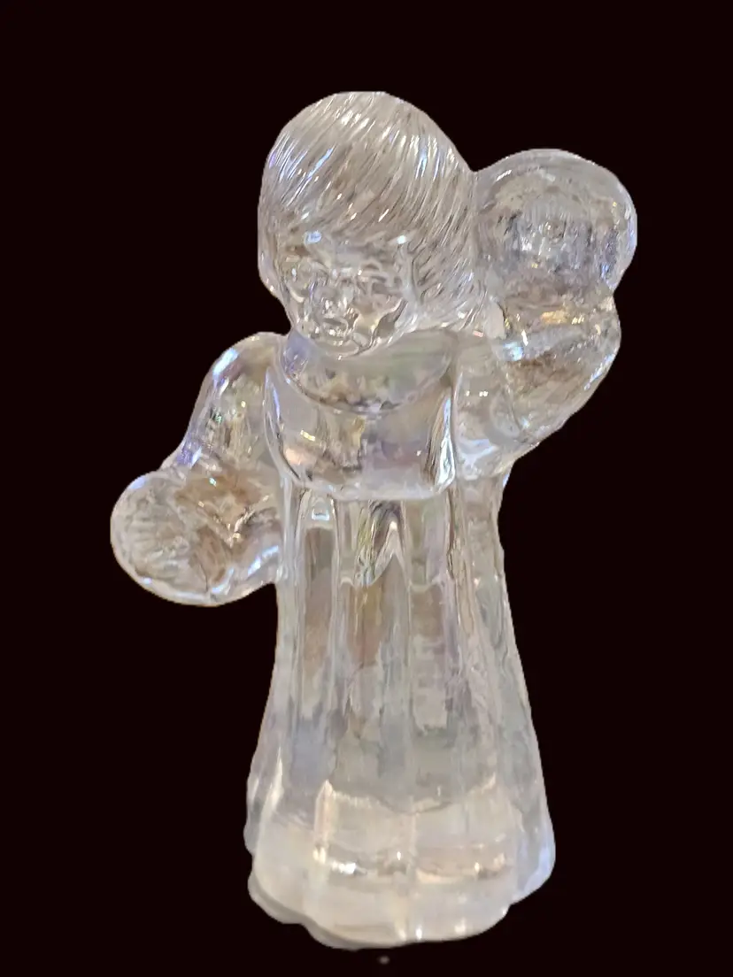 Silvestri iradescent crystal angel with cymbols vintage