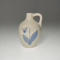Pigeon Forge Pottery Tennessee Blue Lady Slipper Orchid Jug Bud Vase 4"