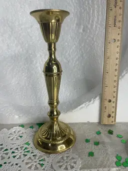 Vintage Brass Taper Candle Holder 10 3/4" Tall