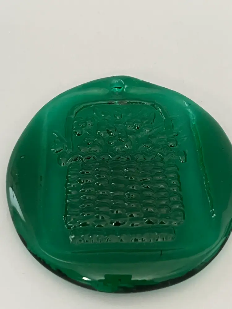 Rich Green Recycled Pressed Glass Sun Catcher-Flower Basket Design