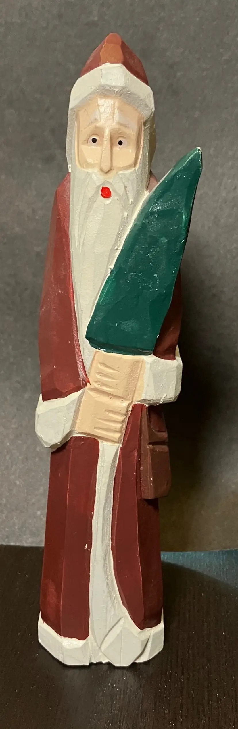 VTG Wooden Santa Claus Figurine With a Tree Folk Art Style