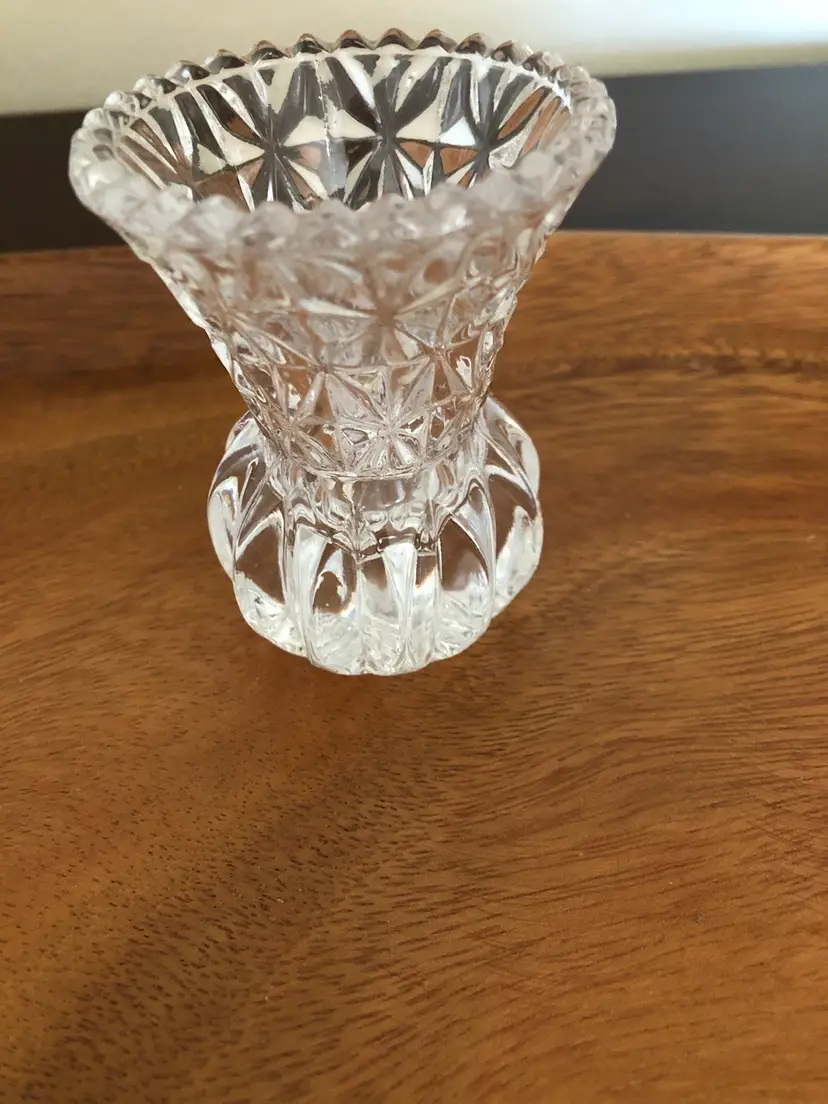 Vintage Princess House Cut Crystal Toothpick Holder Miniature Bud Vase 3"