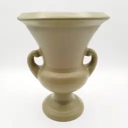 Haeger Light Sage Green Handled Pedestal Planter Urn Vase