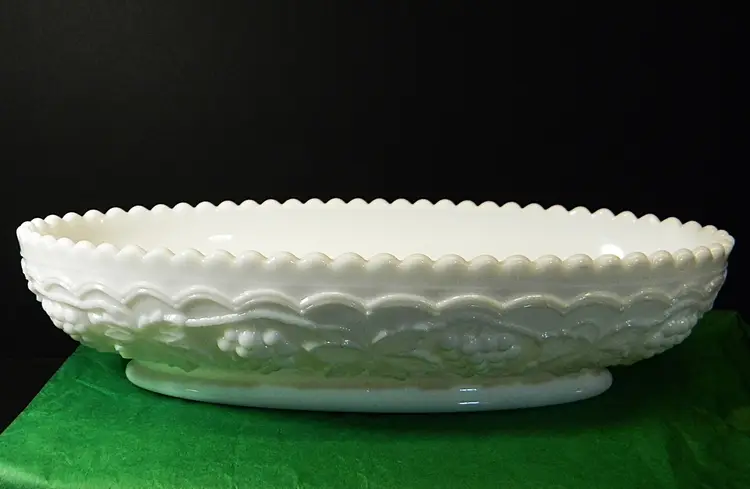 #01 Imperial Milk Glass with grapes and leaves