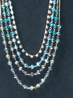 Ali Khan New York Multi Strand  Blue Beads And Rhinestones 16-19”! ✨✨✨