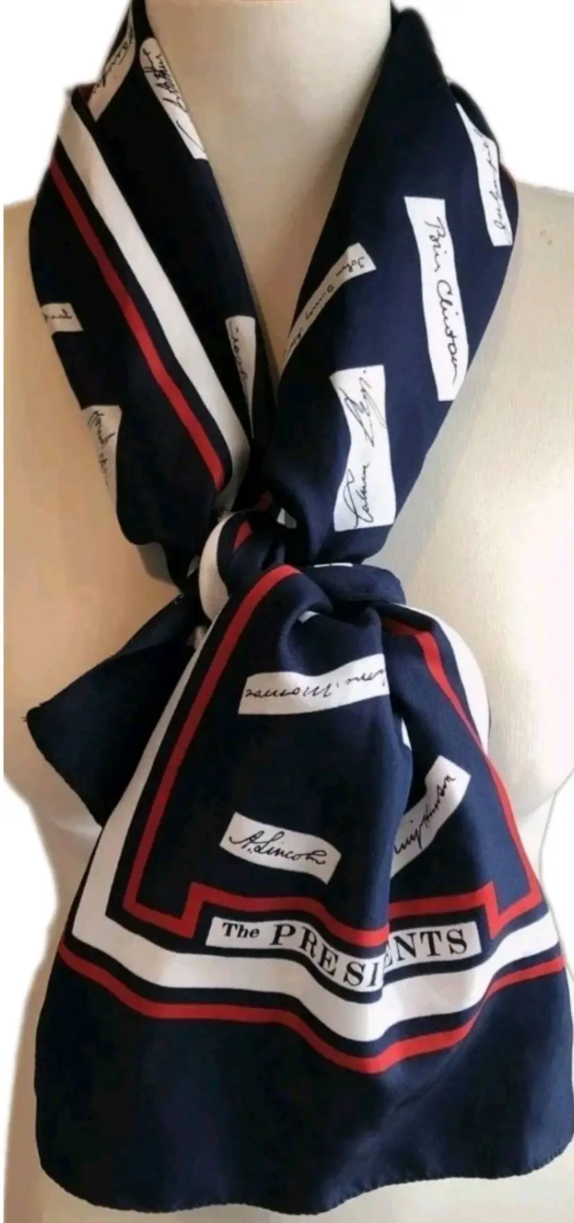 1990s Millicent The Presidents Signatures Scarf  • Rolled Edge • 52"L • Italy