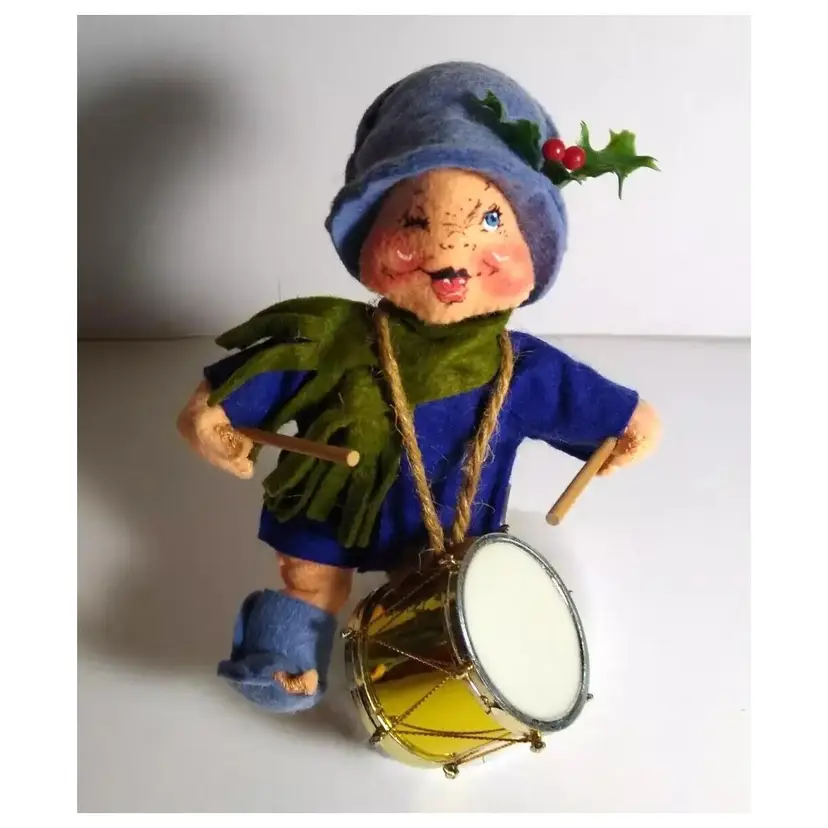 Annalee 7" Little Drummer Boy 1971 Felt Poseable Doll Christmas Plastic Holly