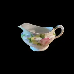 Vintage Creamer Bavaria Germany China Pitcher Jug Decorated with Hand-Painted Roses and Gold Trim