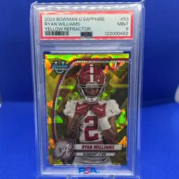 Ryan Williams 2024 Bowman U Sapphire Yellow /75 PSA 9 Alabama Crimson Tide