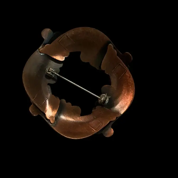 Vintage Genuine Copper Swirl Brooch. Textured Open Art Work . Beautiful  Patina.