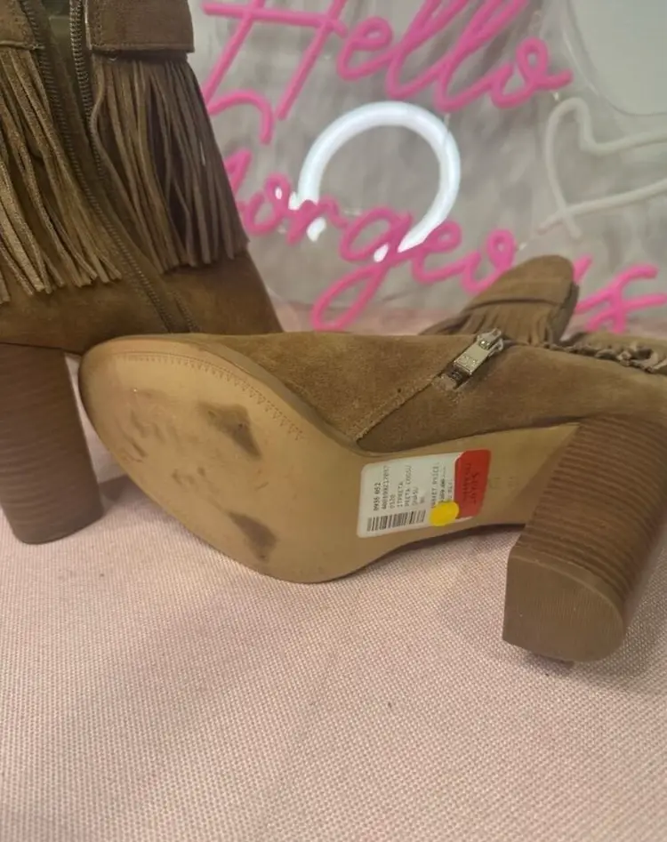 Suede Fringe Boots Size 9