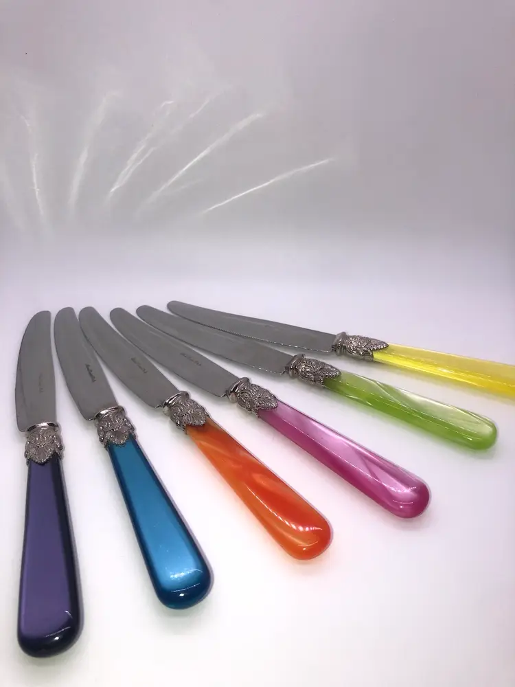 Eme Inox Flatware Butter knives Lucite Stainless Steel Made In Italy Vintage