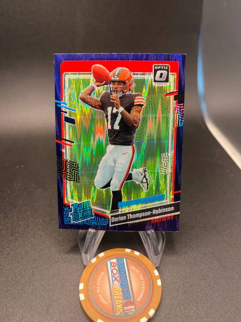 Dorian Thompson-Robinson Purple Shock 2024 Optic Football Card Cleveland Browns