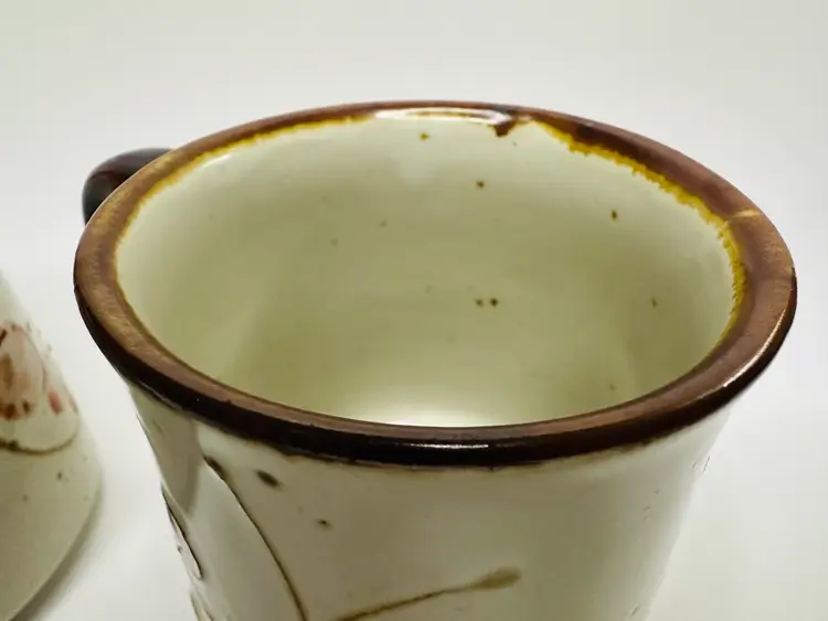 Set of 2 Vintage Speckled Glaze Butterfly Mugs