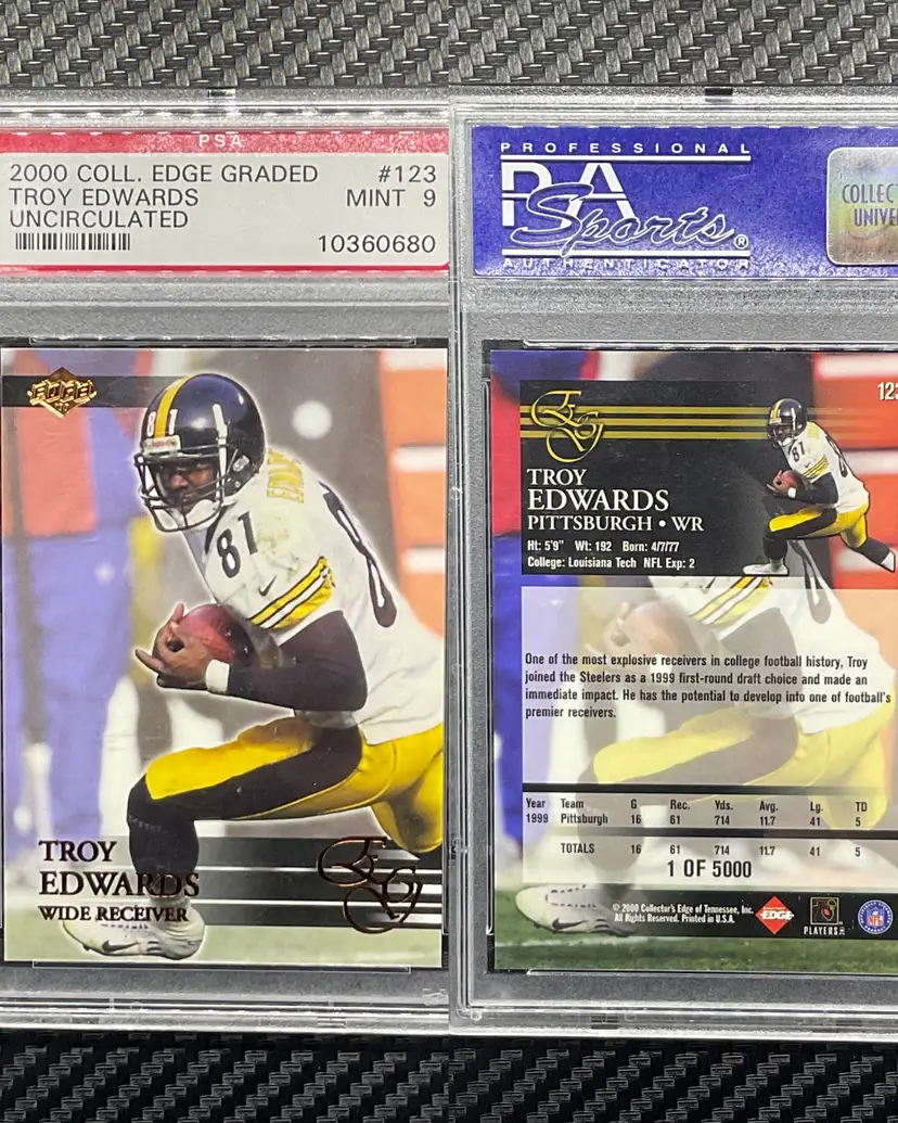 2000 Collectors Edge Graded Troy Edwards  Uncirculated /5000 Pittsburgh PSA 9