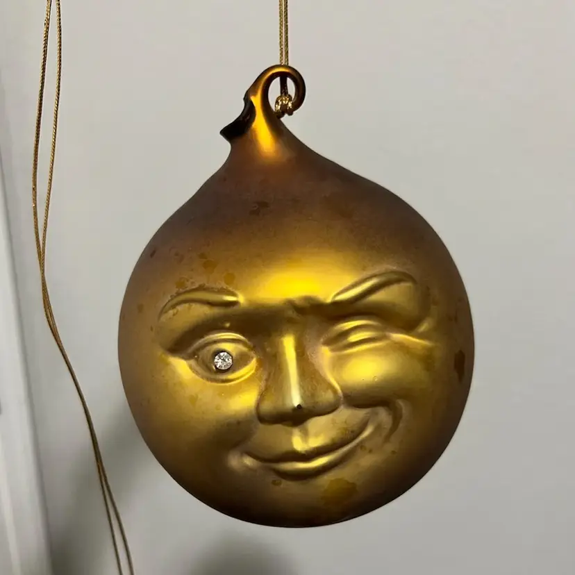Department 56 Winking Moon & Stars Large Frosted Mercury Glass Ornament Original Box 5.5”