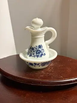 Avon Milk Glass “delft Blue” Wash Set