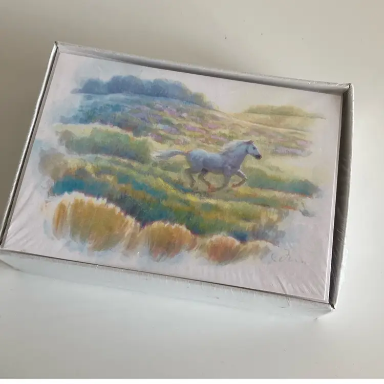NOS Box Of Hallmark Cards Watercolor Of Horse 4” X 5 1/2”