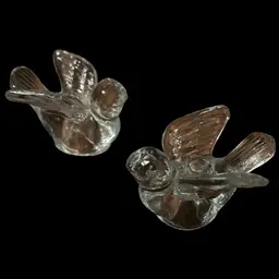 Biedermann Clear Glass Birds Pair of Mini Candle Holders
