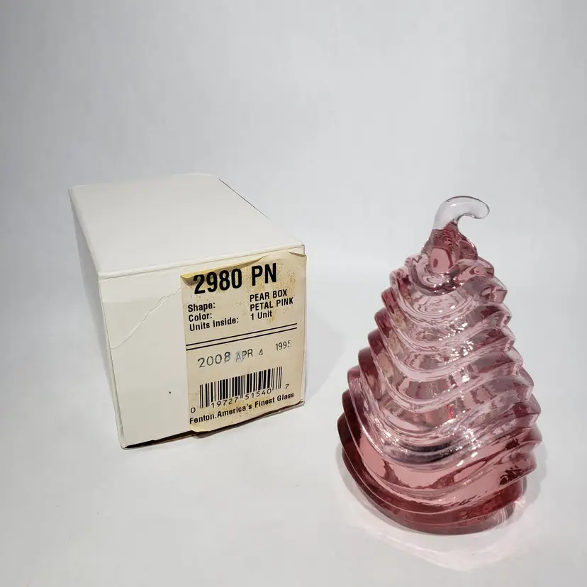 VTG Fenton Petal Pink Pear Trinket Box Wavy Textured 1995 #2980PN in Box