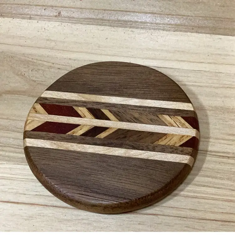 Darker Wood Inlay Pocket Mirror