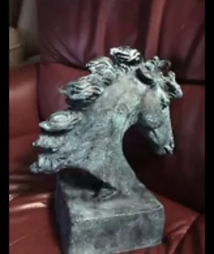VINTAGE Horse Head Bust Statue Solid Aluminum 7 LBS.