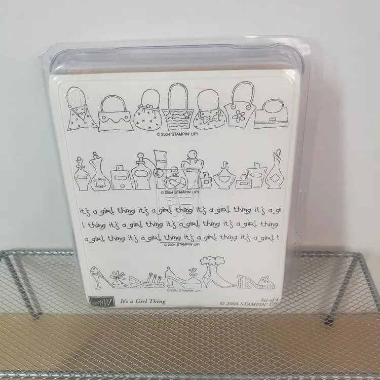 Free Ship...Stampin' Up! Wood Unmounted Rubber Stamp Set (4) It's a Girl Thing NEW