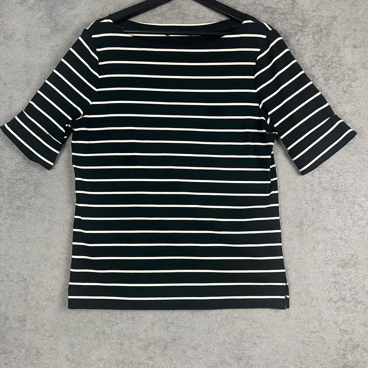 Lauren Ralph Lauren Striped Top Womens PTP 19" Size XL Navy White LRL Classic Preppy
