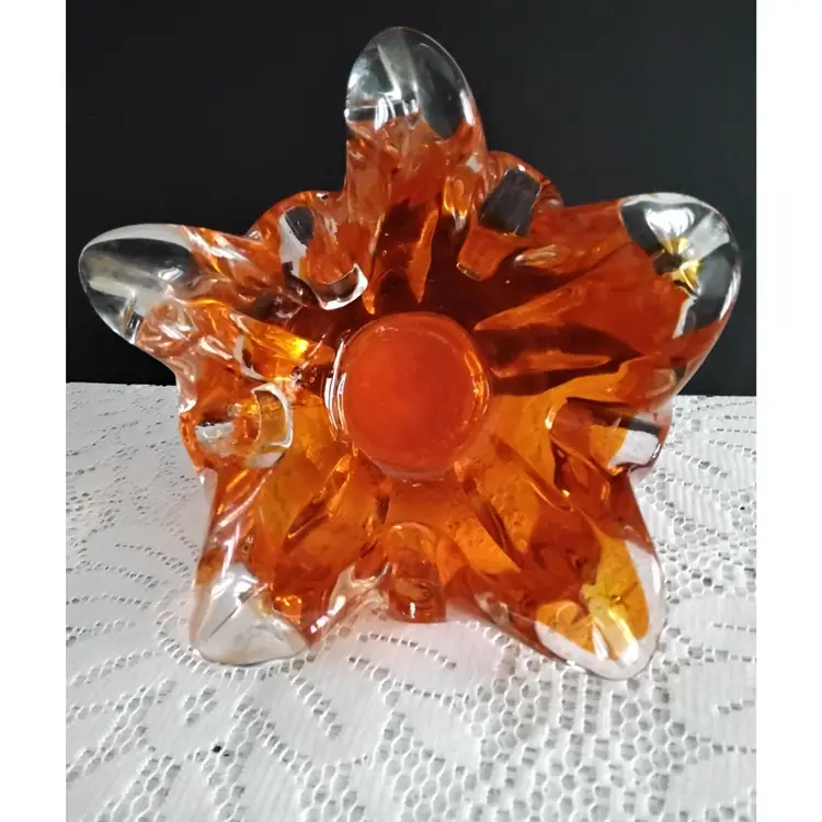 Heavy Orange Art Glass Bowl/Candy Dish
