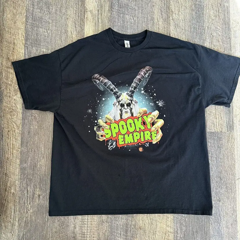 Vintage Horror Convention T-shirt Tee Spooky Empire Devil Goat 2XL Black Cosplay