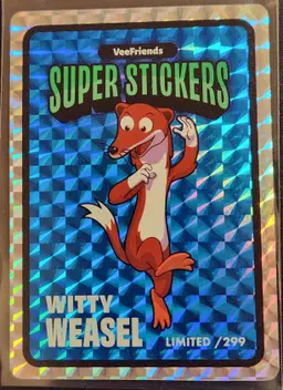 2025 VeeFriends Super Stickers Witty Weasel Limited Blue Parallel /299 PSA Promo