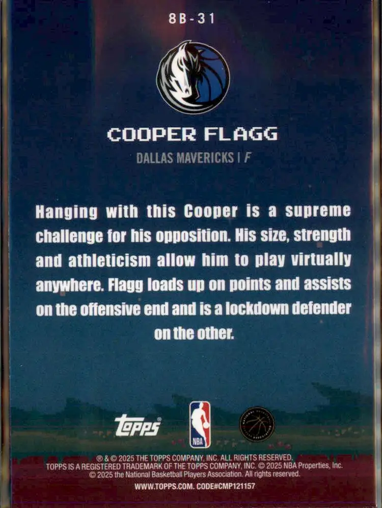 2025-26 Topps #8B-31 Cooper Flagg 8-Bit Ballers - (135) - Dallas Mavericks