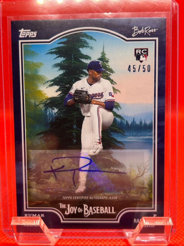 Kumar Rocker - 2025 Topps X Bob Ross Joy Of Baseball Blue Border Auto /50 (RC) Texas Rangers
