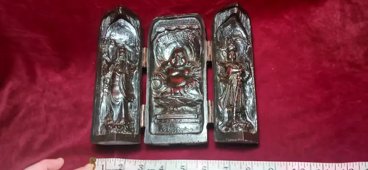 Vintage Tri fold traveling Buddah Alter 1940s