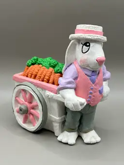 California Creations Resin Dapper Easter Bunny With Cart Figurine 5” 1992