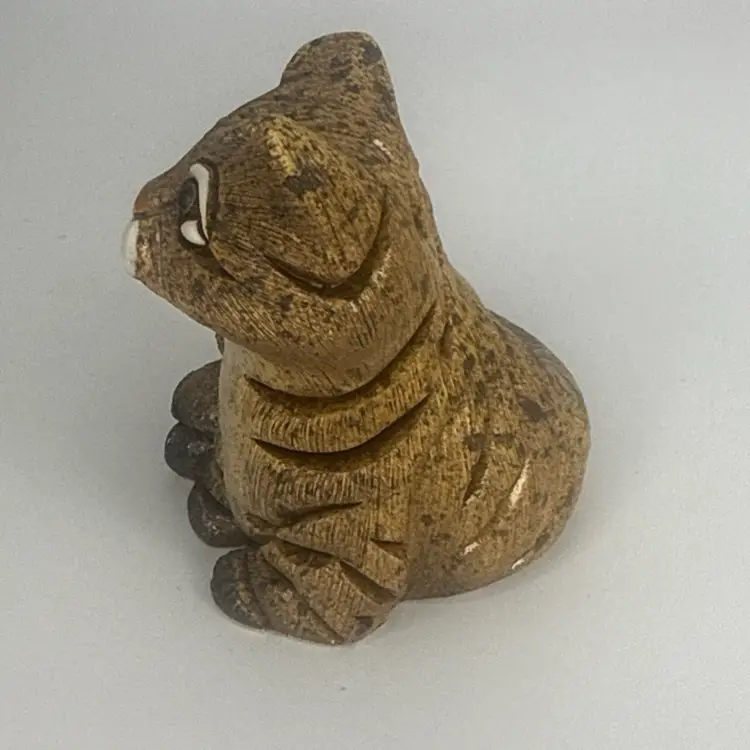 Artesania Rinconada Sad Sitting Ginger Tabby Enameled Cat Signed 153 Uruguay